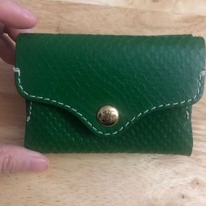 Fossil Emerald Green Textured Wallet with Gold Button